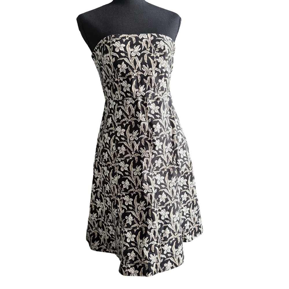 Gap Womens Cocktail Strapless Mini Dress 6 Black Cream Preppy Y2K Festival Beach
